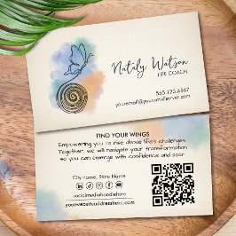 Tarjeta De Visita Transformation Line Art Butterfly Life Coach