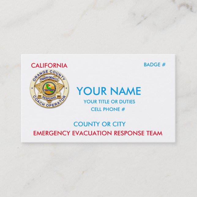 Tarjeta De Visita Tránsito público de California (Anverso)
