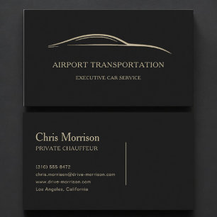 Tarjeta De Visita Transporte al Aeropuerto Negro y Dorado