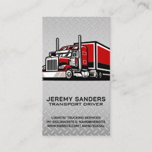 Tarjeta De Visita Transporte de Camión Semirremolque Rojo Placa de