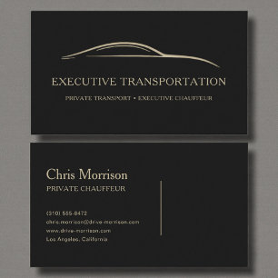 Tarjeta De Visita Transporte Ejecutivo Moderno Negro y Dorado