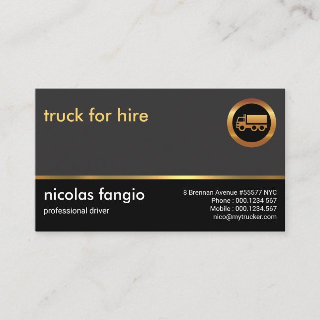 Tarjeta De Visita Transporte simple y profesional de camiones (Anverso)