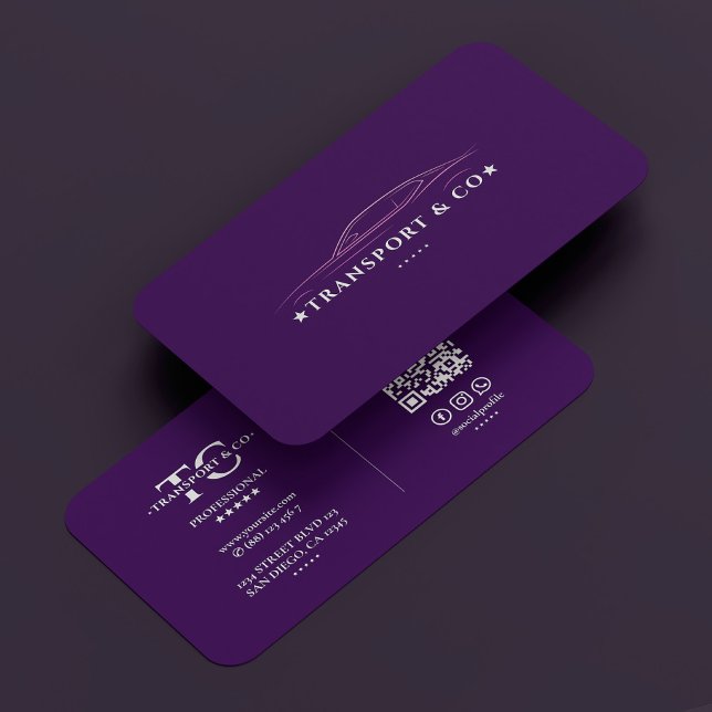 Tarjeta De Visita Transporte Taxista Auto Cab Elegant Purple (Transport Taxi Driver Car Auto Elegant Purple Business Card
)