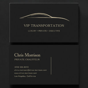 Tarjeta De Visita Transporte VIP Negro y Dorado