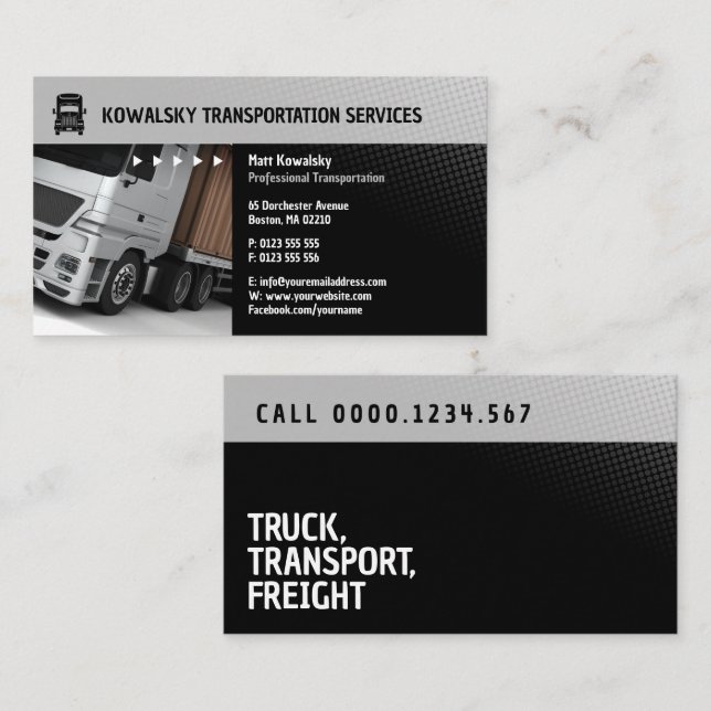 Tarjeta De Visita Transporte y logística | Camión (Anverso / Reverso)