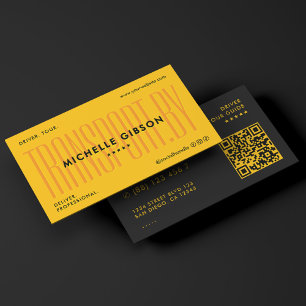 Tarjeta De Visita Transportista Conductor Taxi Chofer Amarillo Negro