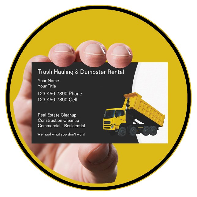 Tarjeta De Visita Trash Hauling And Dumpster Rental Business Cards (Subido por el creador)