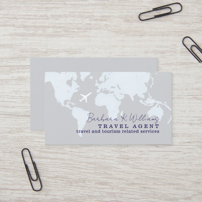 Tarjeta De Visita Travel Agent Business Card With Map (Anverso/Reverso In Situ)