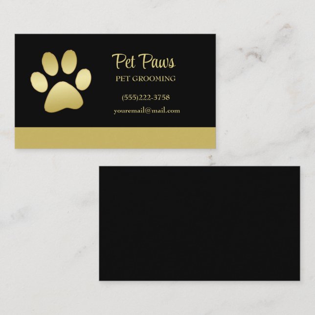 Tarjeta De Visita Traza dorada de perro brillante en el servicio de  (Anverso / Reverso)