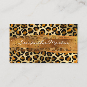 Tarjeta De Visita Trazo de pincel de leopardo de lámina de oro de co