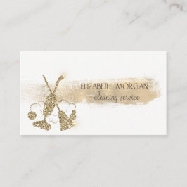 Tarjeta De Visita Trazo de pincel de oro, escoba,limpiador de vacío