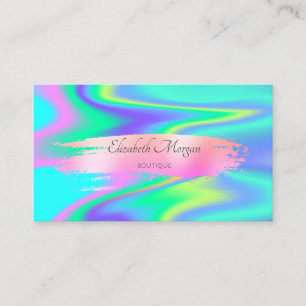 Tarjeta De Visita Trazo de Pincel Holográfico Moderno Elegante