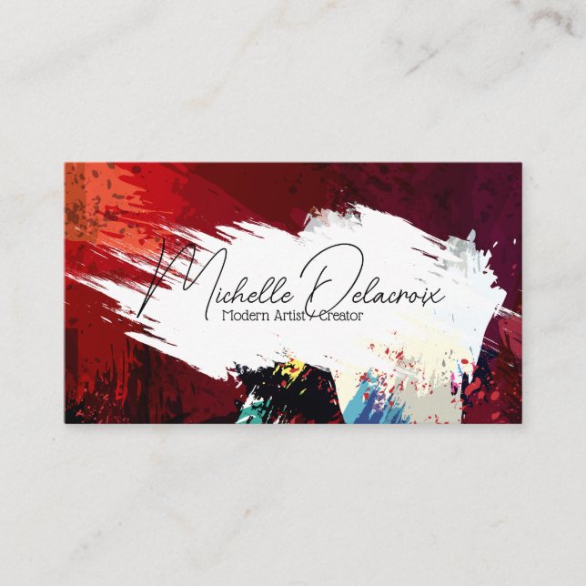 Tarjeta De Visita Trazo de pintura y textura | Arte creativo (Anverso)