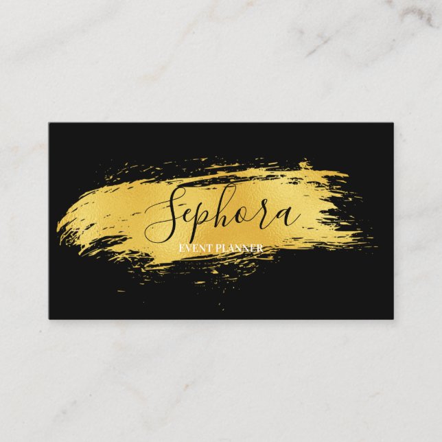 Tarjeta De Visita Trazo elegante de pintura de Relieve metalizado me (Anverso)