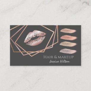 Tarjeta De Visita trazos de pincel de labios de maquillaje geométric