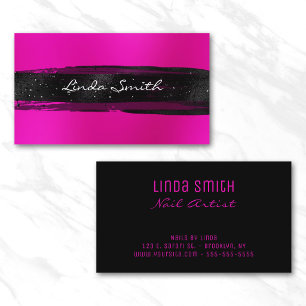 Tarjeta De Visita Trazos de pincel negro desenfoque rosa magenta