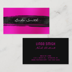 Tarjeta De Visita Trazos de pincel negro desenfoque rosa magenta