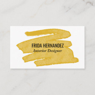 Tarjeta De Visita Trazos de pintura Elegante mostaza Amarillo Mínim