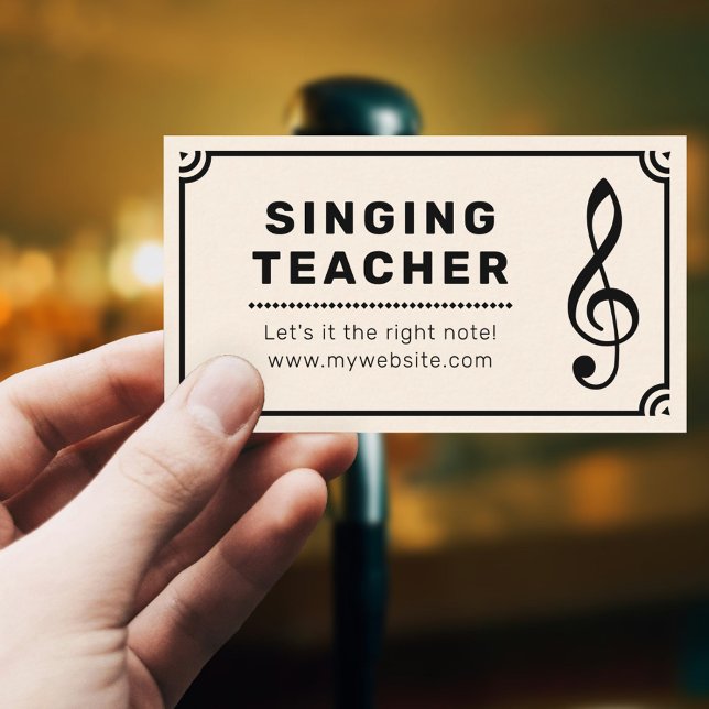 Tarjeta De Visita Treble Clef & Sheet Music - Cantante (Treble Clef & Sheet Music - Singing Teacher Business Card)