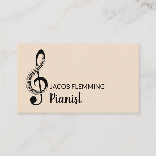 Tarjeta De Visita Treble Clef, tecnólogo profesional, pianista (Anverso)