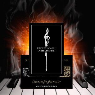 Tarjeta De Visita Treblemaker White Hot G-Clef sobre negro clásico
