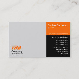 Tarjeta De Visita Trece - Gris Lt, Naranja y Negro