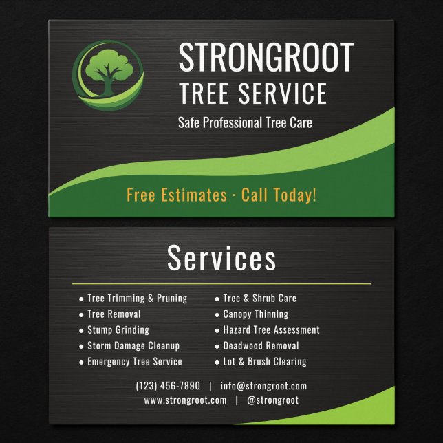 Tarjeta De Visita Tree Service Arborist Metallic (Subido por el creador)