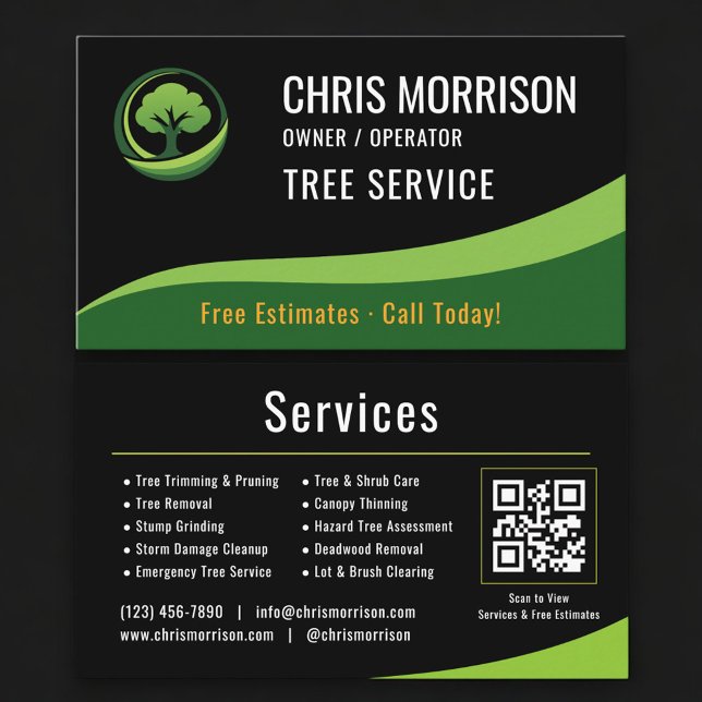 Tarjeta De Visita Tree Service Arborist QR Code (Subido por el creador)