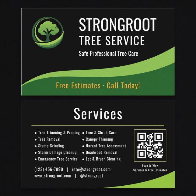 Tarjeta De Visita Tree Service Arborist QR Code Professional (Subido por el creador)