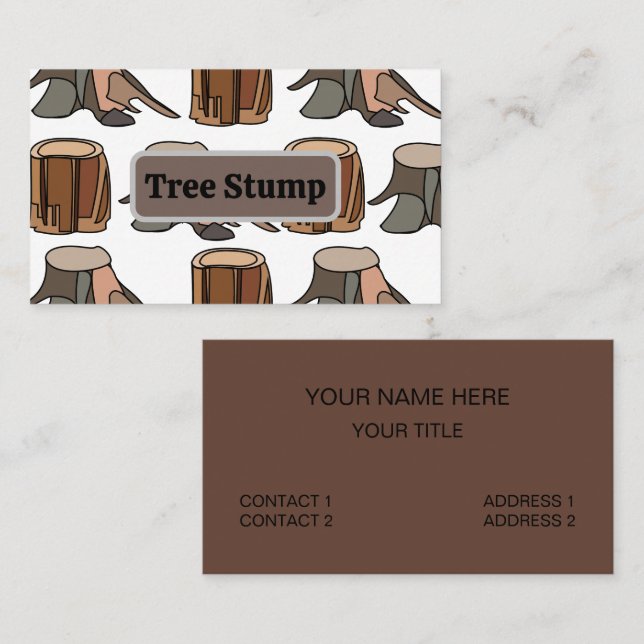 Tarjeta De Visita Tree Stump Arborist Tree Surgeon Tree Service (Anverso / Reverso)