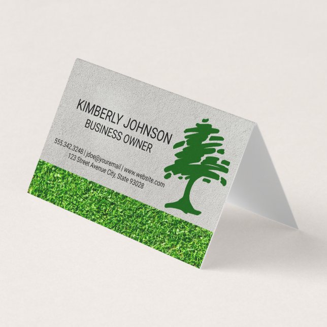 Tarjeta De Visita Tree Stylized Logo | Lawn Care (Anverso)