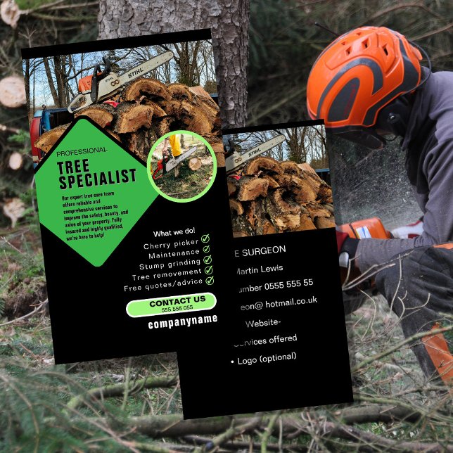 Tarjeta De Visita Tree Surgeon Business Card | Arborist & Tree Care  (Subido por el creador)