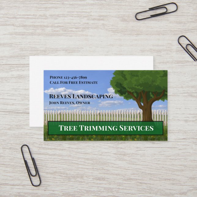 Tarjeta De Visita Tree Trimming Landscaping Service Business Card (Anverso/Reverso In Situ)