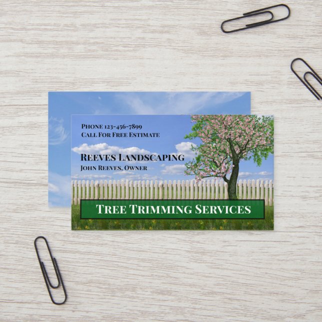 Tarjeta De Visita Tree Trimming Landscaping Service Business Card (Anverso/Reverso In Situ)
