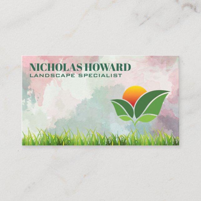 Tarjeta De Visita Trees Logo | Grass | Landscape (Anverso)