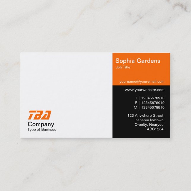 Tarjeta De Visita Treinta - Blanco, Naranja y Negro (Anverso)