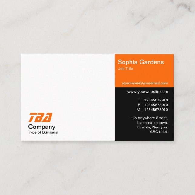 Tarjeta De Visita Treinta - Blanco, Naranja y Negro (Anverso)