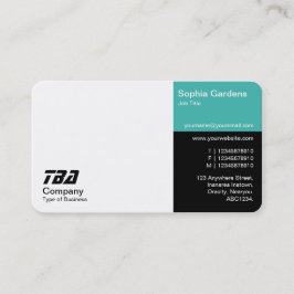 Tarjeta De Visita Treinta - Blanco, Turquesa y Negro
