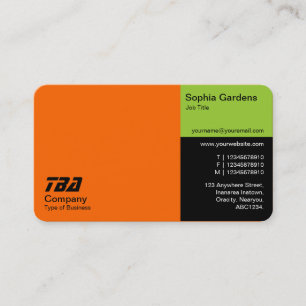 Tarjeta De Visita Treinta - Naranja, marciano verde y negro