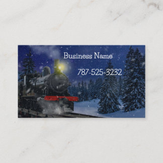 Tarjeta De Visita Tren de Navidad en la nieve     
