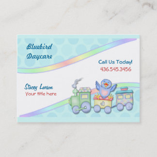 Tarjeta De Visita Tren de pájaro azul para guarderías o bebés
