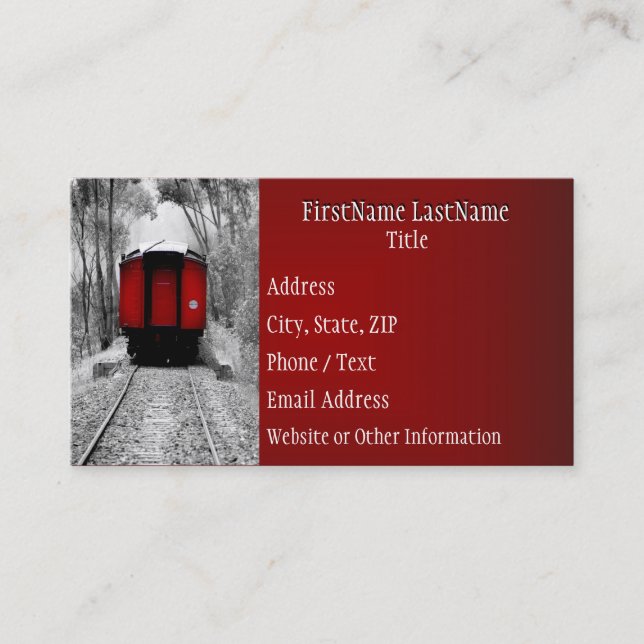 Tarjeta De Visita Tren de vapor victoriano rojo de Caboose (Anverso)