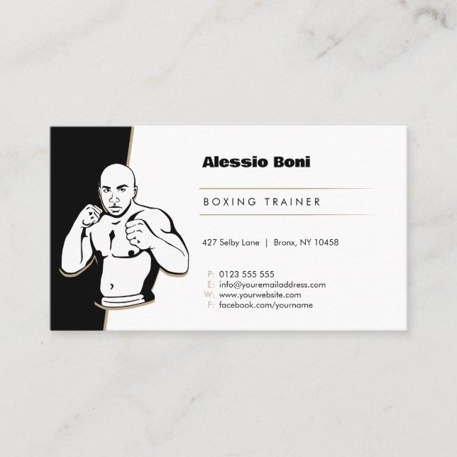 Tarjeta De Visita Tren duro | Entrenador de boxeo (Anverso)