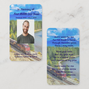 Tarjeta De Visita Tren memorial cristiano vía tranvía ferrocarril