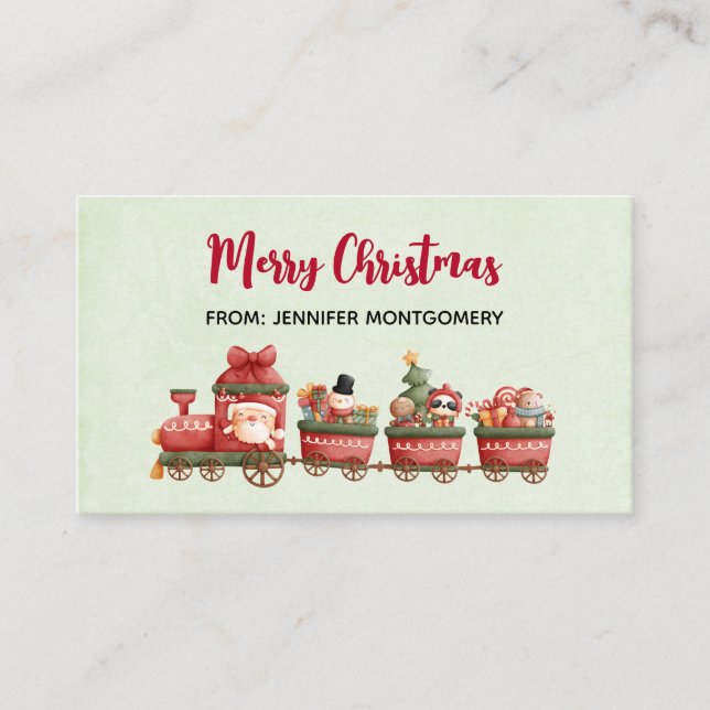 Tarjeta De Visita Tren navideño bonito con juguetes (Anverso)