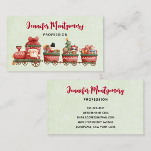 Tarjeta De Visita Tren navideño bonito con juguetes