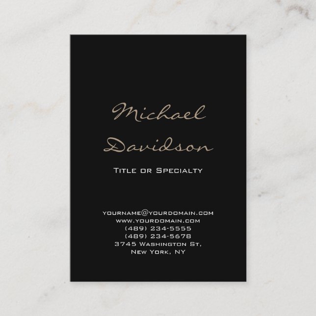 Tarjeta De Visita Trendy Black Clasic Script Chubby Business Card (Anverso)