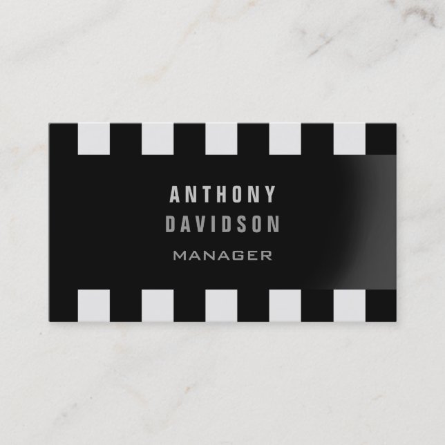 Tarjeta De Visita Trendy Black Gray Pattern Strike Business Card (Anverso)