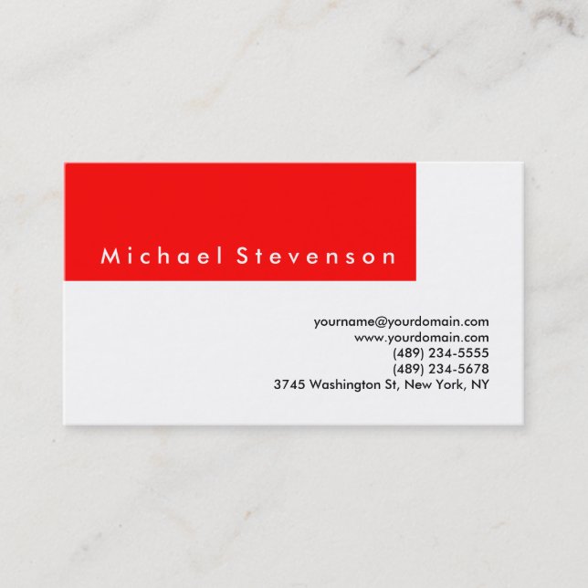 Tarjeta De Visita Trendy Black Red Stripe Plain Business Card (Anverso)