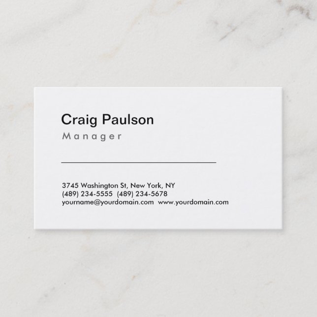 Tarjeta De Visita Trendy Black White Manager Business Card (Anverso)
